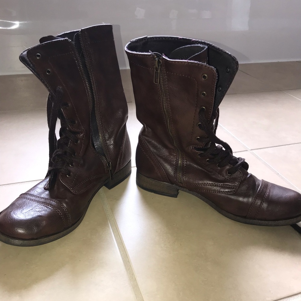 Brown lace up boots
